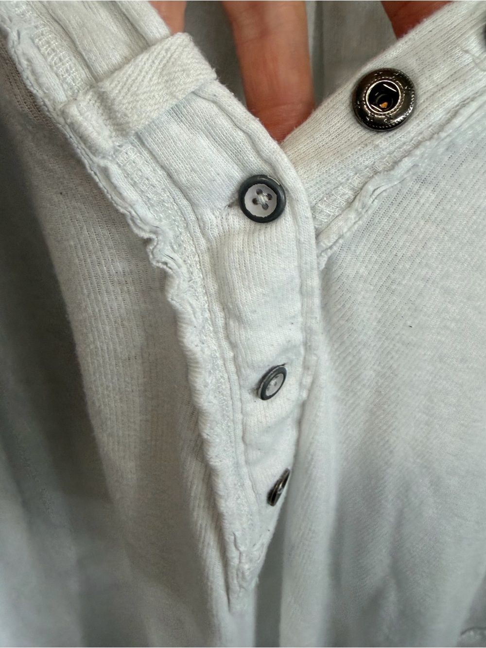 We the Free Relaxed White Long-Sleeve Henley Top - Picture 6 of 7